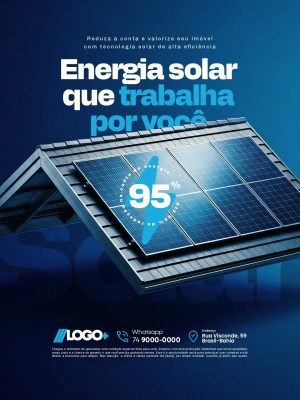 Energia Solar que Trabalha por Você Redução de 95% na Conta PSD Editável