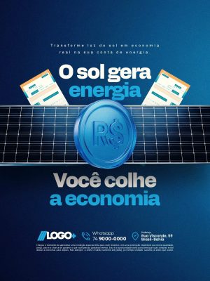 Energia Solar O Sol Gera Energia Você Colhe a Economia PSD Editável