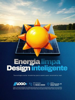 Energia Solar Energia Limpa Design Inteligente PSD Editável