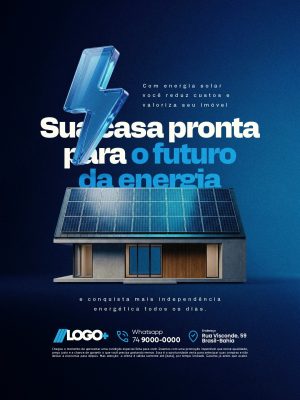 Energia Solar Sua Casa Pronta Para O Futuro da Energia PSD Editável