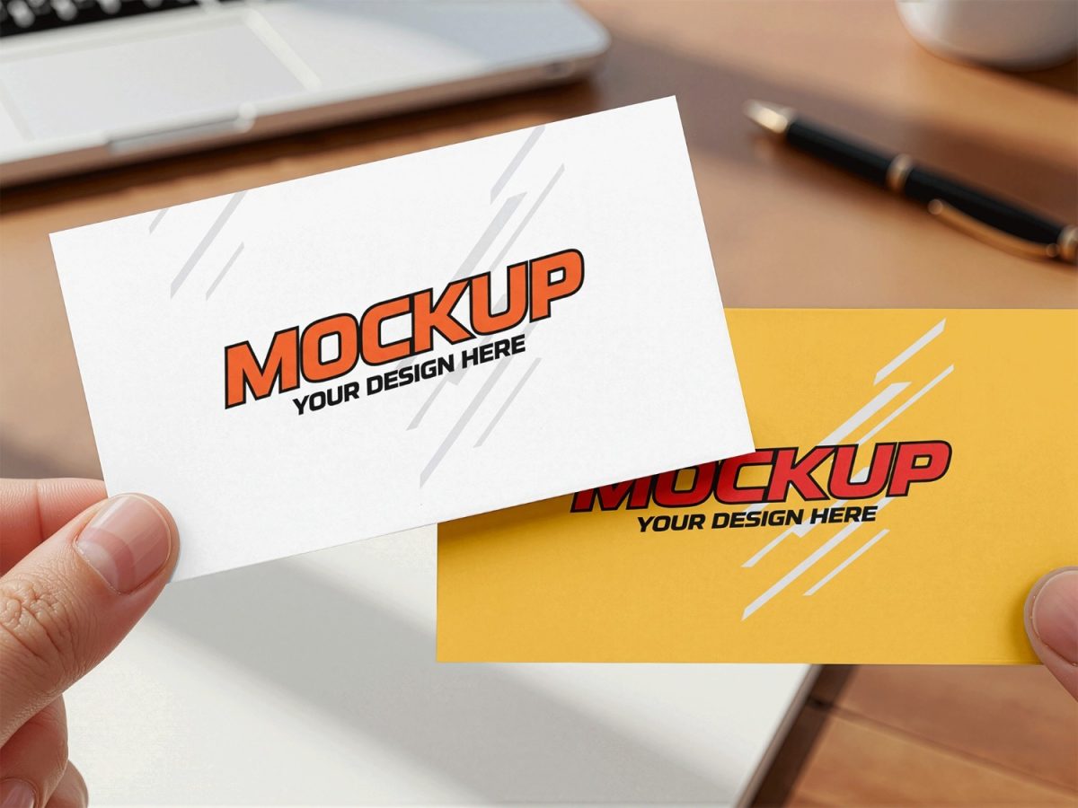 Mockup Cartão de Visita Mão Segurando Design Aqui PSD Editável