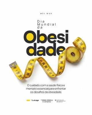 Dia Mundial da Obesidade Conscientização Saúde Poster Digital PSD Editável