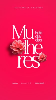 Mulher Feliz Dia das Mulheres 8 de Março Post Instagram PSD Editável