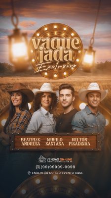 Vaquejada Exclusiva Evento Sertanejo Festa Country Stories PSD Editável