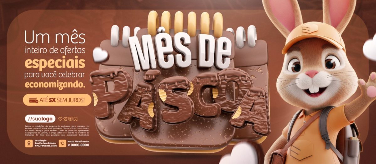 Mês de Páscoa Ofertas Especiais Mês Inteiro PSD Editável