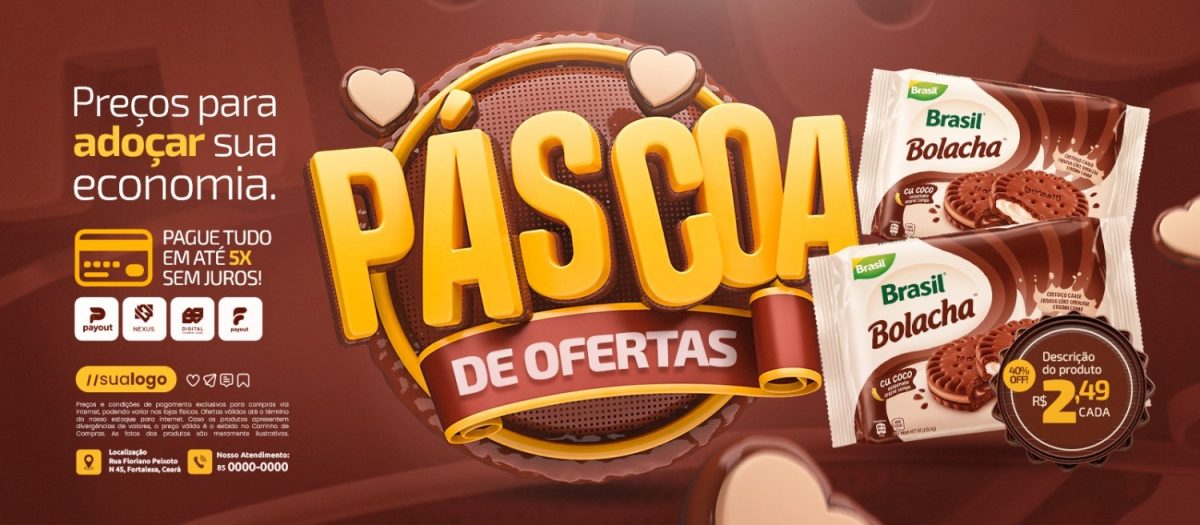 Páscoa de Ofertas Preços para Adoçar Sua Economia Banner PSD Editável