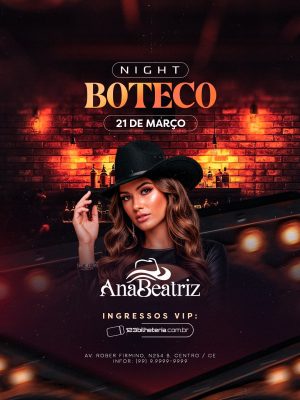 Flyer Night Boteco 21 de Março com Ana Beatriz Ingresso VIP PSD Editável