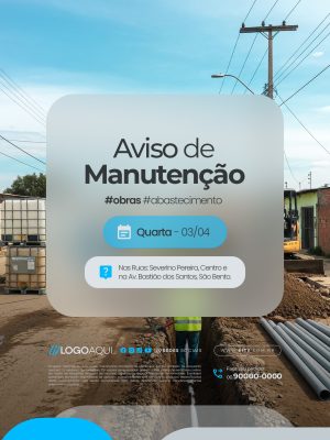 Aviso de Manutenção Saneamento Básico PSD Editável