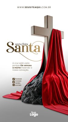 Story Sexta-Feira Santa Ele Venceu a Morte Salvação e Fé PSD Editável