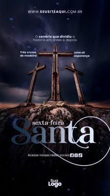 Story Sexta-Feira Santa Três Cruzes de Madeira Uma Só Esperança PSD Editável