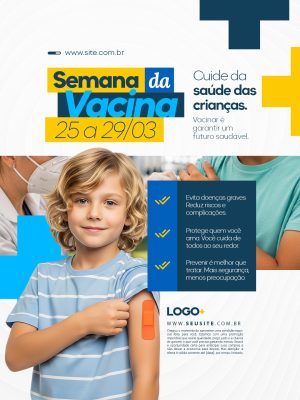 Semana da Vacina Cuide da Saúde das Crianças PSD Editável