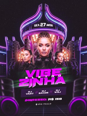 Vibe Eletrozinha Flyer de Festa Eletrônica PSD Editável