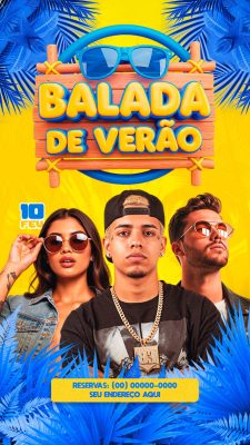 Balada de Verão Festa Tropical Lazer e Música PSD Editável