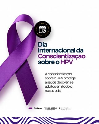 Dia Internacional da Conscientização sobre o HPV Fita Roxa PSD Editável