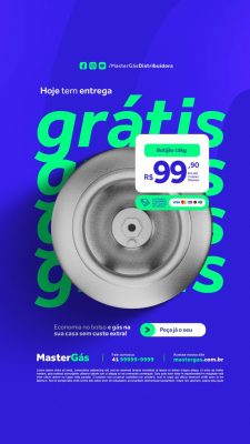 Story Distribuidora de Gás Entrega Grátis Botijão 15kg Promoção PSD Editável