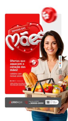 Story Semana das Mães Ofertas que Aquece o Coração PSD Editável
