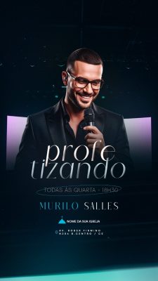 Story Flyer Evento Gospel Murilo Salles Todas as Quartas 18h30 PSD Editável