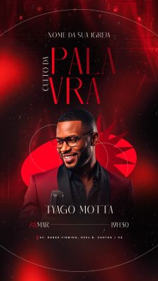 Story Flyer Culto da Palavra Tyago Motta 28 MAR PSD Editável