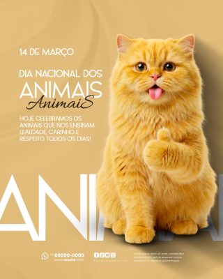 Dia Nacional dos Animais 14 de Março Social Media PSD Editável