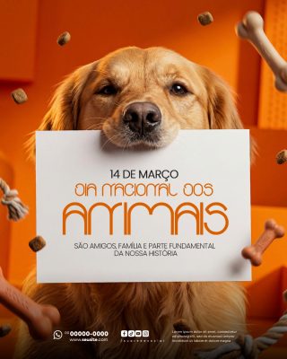 Dia Nacional dos Animais 14 de Março Social Media PSD Editável
