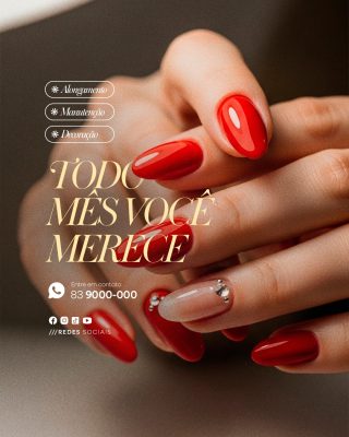 Manicure Alongamento Manutenção Decoração Todo Mês Você Merece PSD Editável