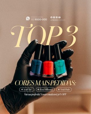 Manicure TOP 3 Cores Mais Pedidas  PSD Editável