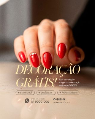 Decoração Grátis Esmaltação em Gel Promoção Manicure PSD Editável