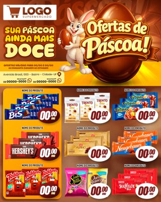 Ofertas de Páscoa Supermercado Sua Páscoa Ainda Mais Doce PSD Editável