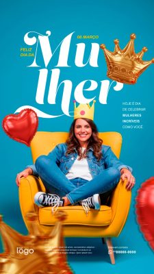 Story 08 Março Feliz Dia Internacional da Mulher Histórias Incríveis PSD Editável
