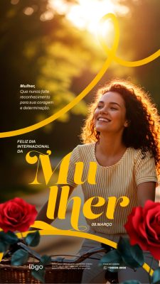 Story Dia da Mulher Feliz Dia Internacional da Mulher 08 de Março PSD Editável