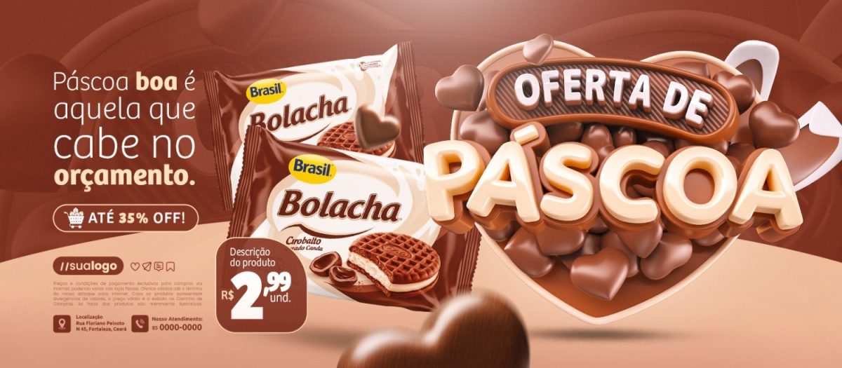 Banner Páscoa Oferta de Páscoa 35% OFF PSD Editável