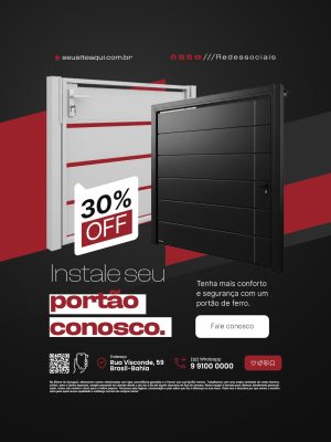 Serralheria Instale seu Portão Conosco 30% OFF PSD Editável