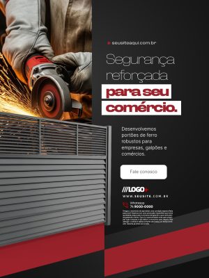 Serralheria Segurança Reforçada Para Seu Comércio Portões de Ferro PSD Editável