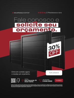 Fale Conosco e Solicite seu Orçamento 30% OFF Serralheria PSD Editável