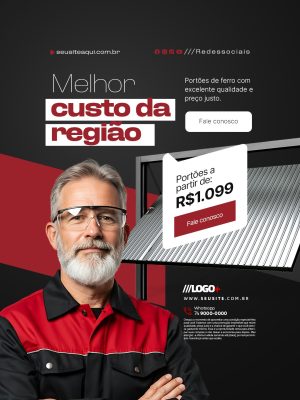 Portões Melhor Custo da Região Anúncio de Venda PSD Editável