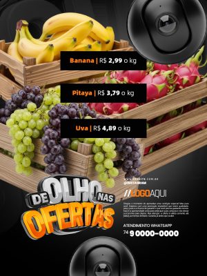 De Olho nas Ofertas Frutas com Preços Especiais PSD Editável