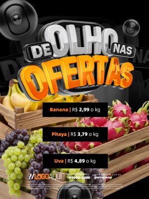 Encarte De Olho nas Ofertas Frutas PSD Editável