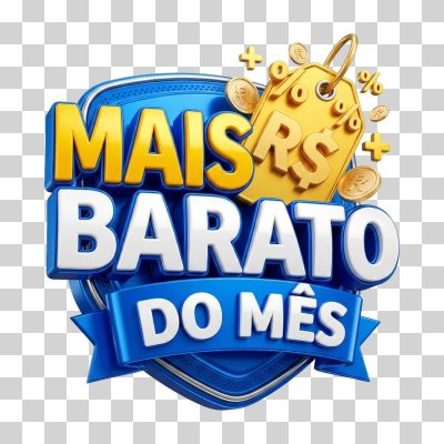 Selo 3D Mais Barato do Mês PNG Transparente