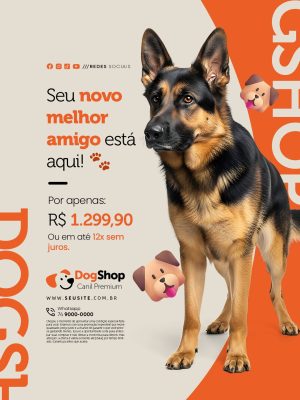 Cachorro á Venda Seu Novo Melhor Amigo Está Aqui PSD Editável
