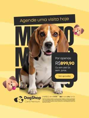Cachorro á Venda Agende Uma Visita Hoje PSD Editável