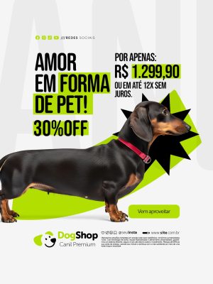 Cachorro á Venda  Amor Em Forma de Pet 30% OFF PSD Editável