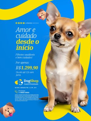 Cachorro á Venda  Amor e Cuidado Desde o Início PSD Editável