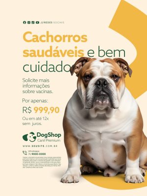 Cachorro á Venda Cachorros Saudáveis e Bem Cuidados PSD Editável