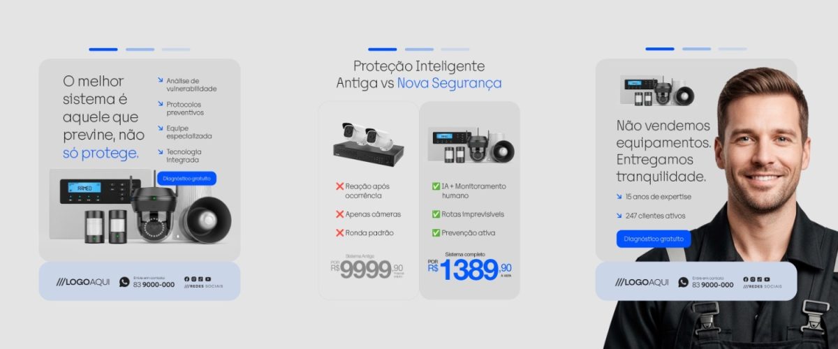 Carrossel Sistema de Segurança Proteção Inteligente Antiga VS Nova PSD Editável