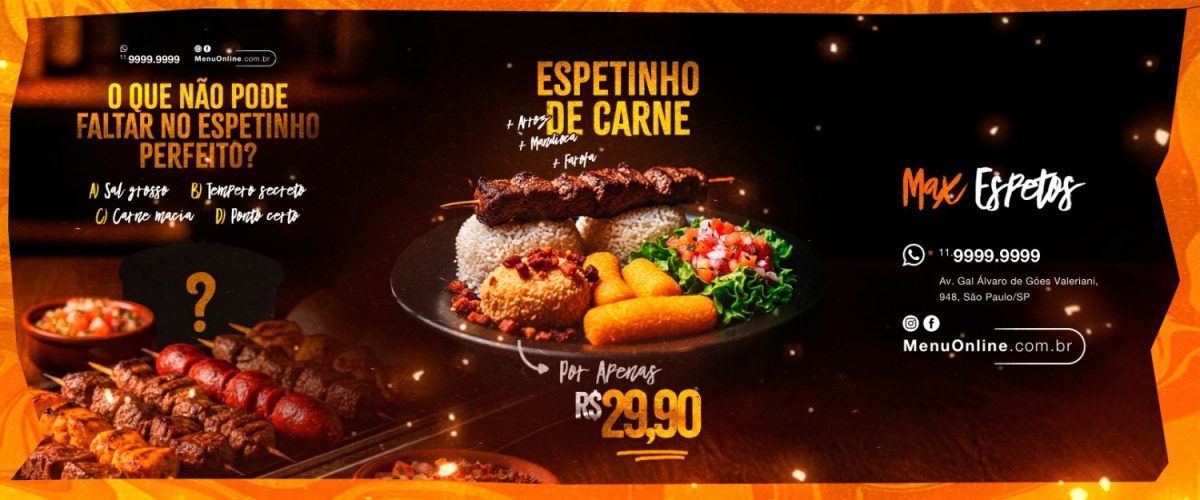Carrossel Max Espetos Carne com Acompanhamentos Por Apenas R$ 29,90 PSD Editável
