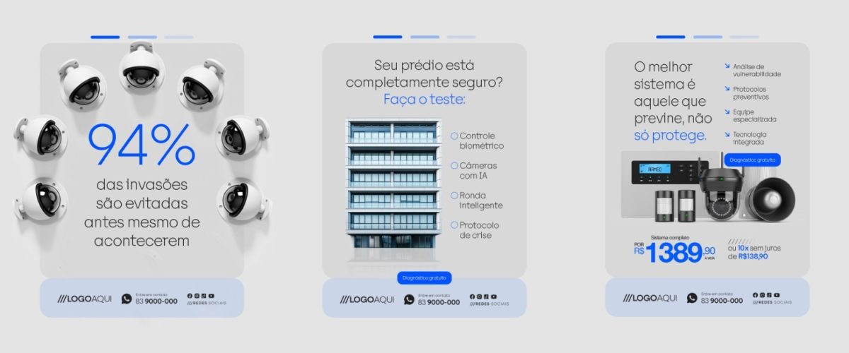 Carrossel Segurança Predial Prevenção Invasões Sistema Completo PSD Editável