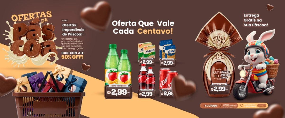 Carrossel Páscoa Ofertas Imperdíveis até 50% OFF PSD Editável
