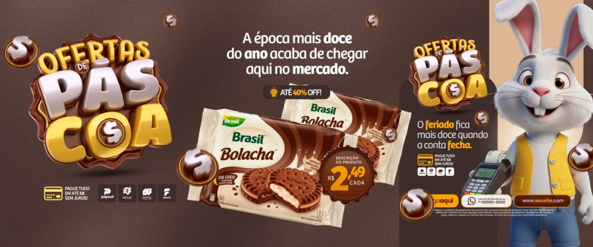Carrossel Ofertas de Páscoa a Época Mais Doce do AnoPSD Editável