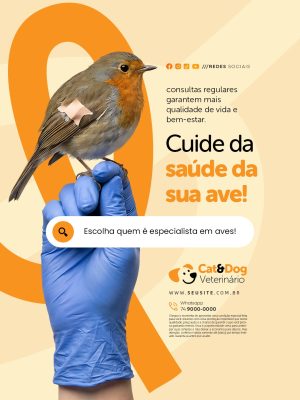 Veterinário Cuide da Saúde da Sua Ave PSD Editável
