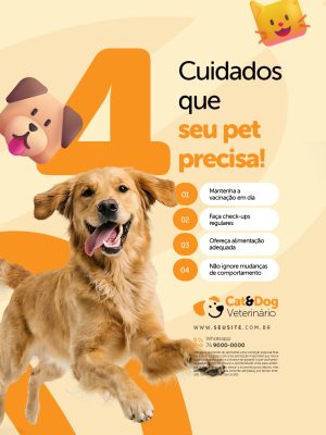 Veterinário 4 Cuidados Que Seu Pet Precisa PSD Editável